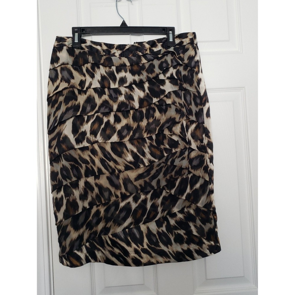 Worthington Womans‎ Leopard Below Knee Skirt Size 14